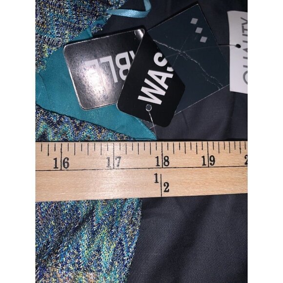 Gabby Skye Teal Chevron Print Faux Wrap Ruffled V-Neck Boho Dress Size 12 - Picture 7 of 9